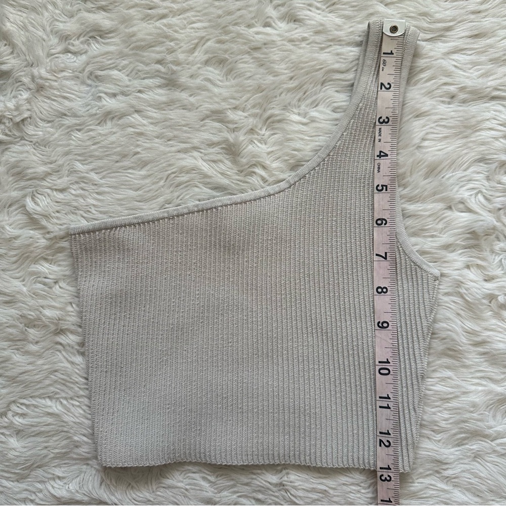Aritzia Babaton Top Sculpt Knit One-Shoulder Cropped Tank Tight-fit Sz XS - Picture 10 of 10